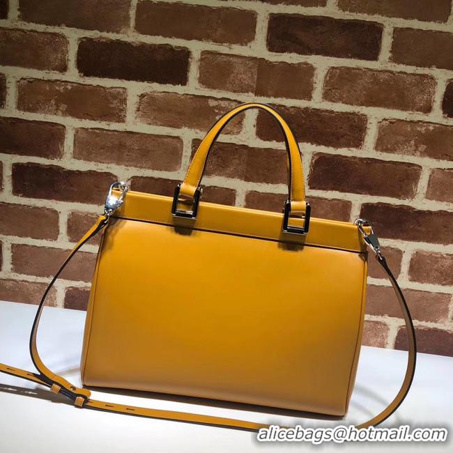 Original Discount Gucci Zumi leather medium top handle bag 564714 yellow