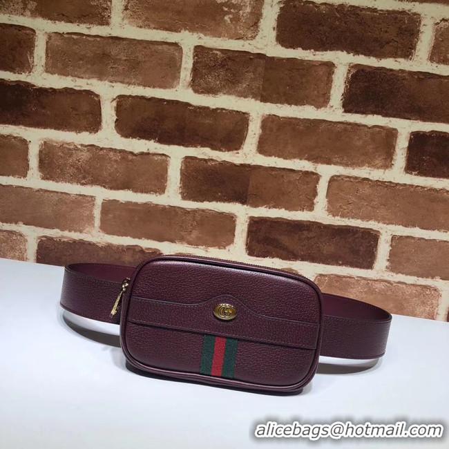 Specials Imitation Gucci GG Original Leather belt bag 519308 Burgundy