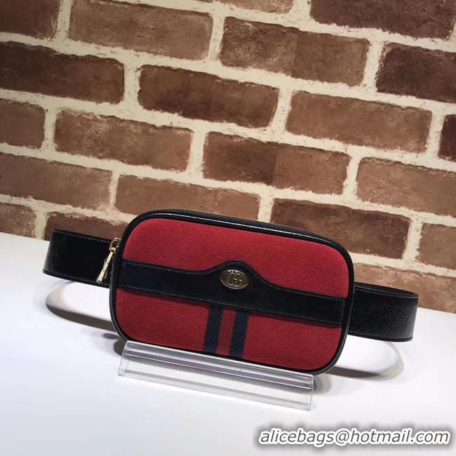 Unique Bulk Gucci Nubuck leather belt bag 519308 red&black