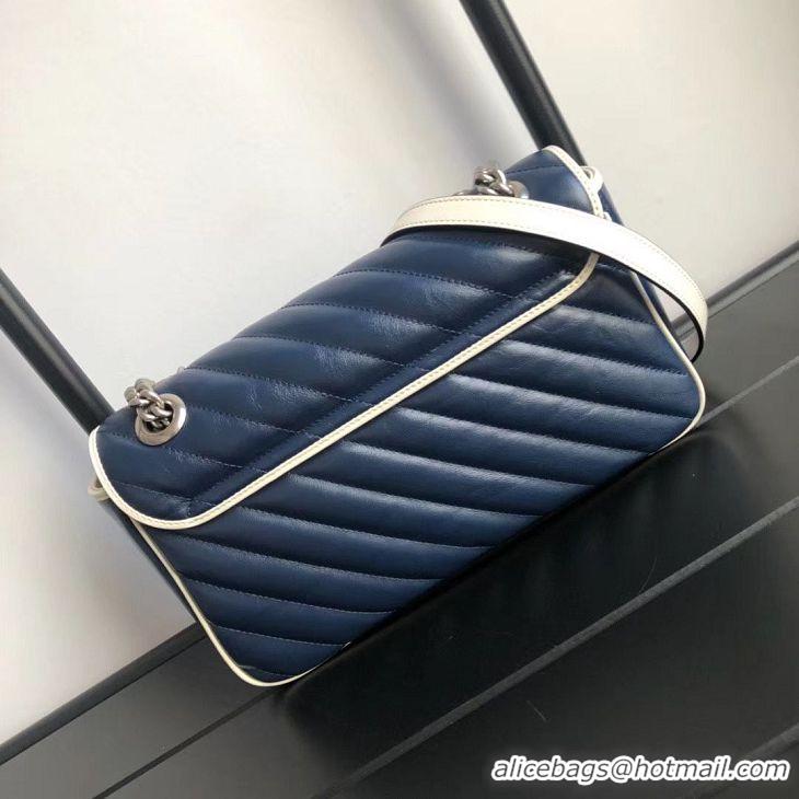 Stylish Gucci GG Marmont small shoulder bag 443497 Navy