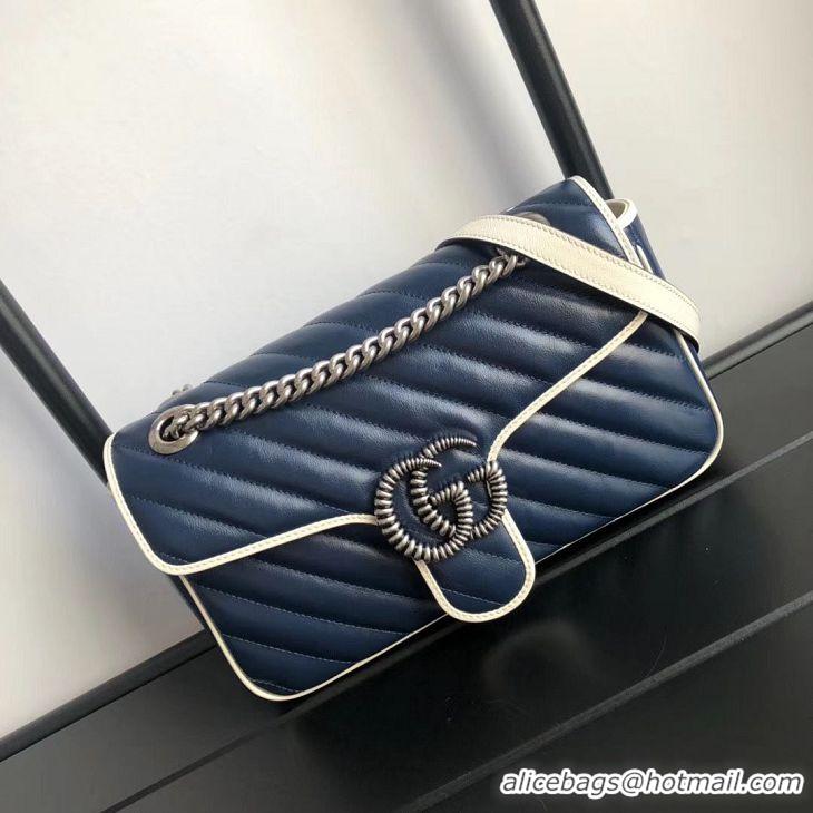 Stylish Gucci GG Marmont small shoulder bag 443497 Navy