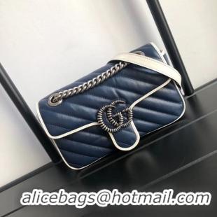 Buy Duplicate Gucci GG Marmont small shoulder bag 446744 Navy