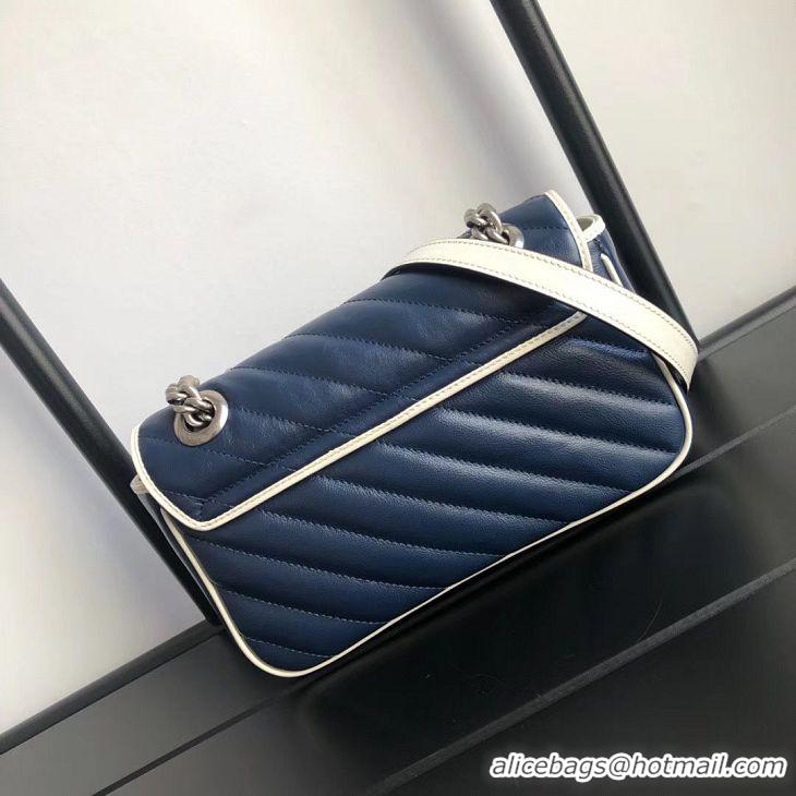 Buy Duplicate Gucci GG Marmont small shoulder bag 446744 Navy