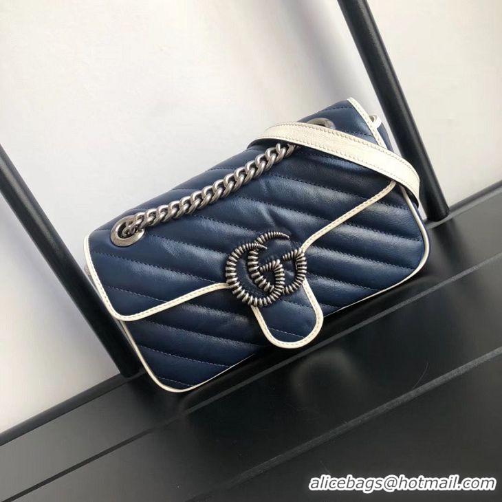 Buy Duplicate Gucci GG Marmont small shoulder bag 446744 Navy