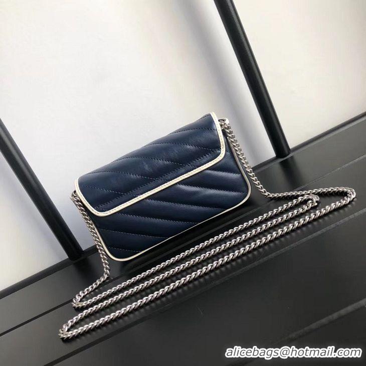 Youthful Cheap Gucci GG Marmont super mini bag 574969 Navy