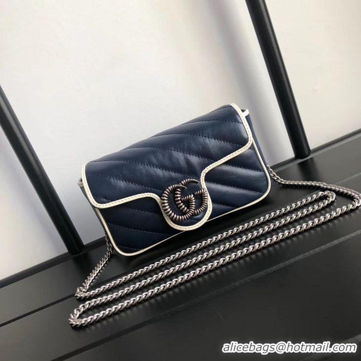 Youthful Cheap Gucci GG Marmont super mini bag 574969 Navy