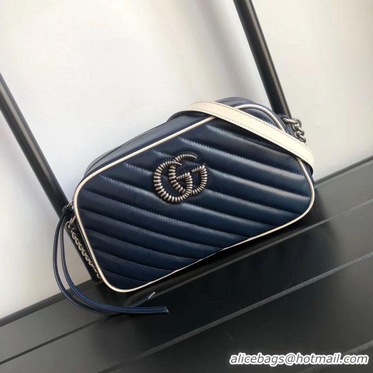 Original Cheap Gucci GG Marmont Matelasse Shoulder Bag A447632 Navy