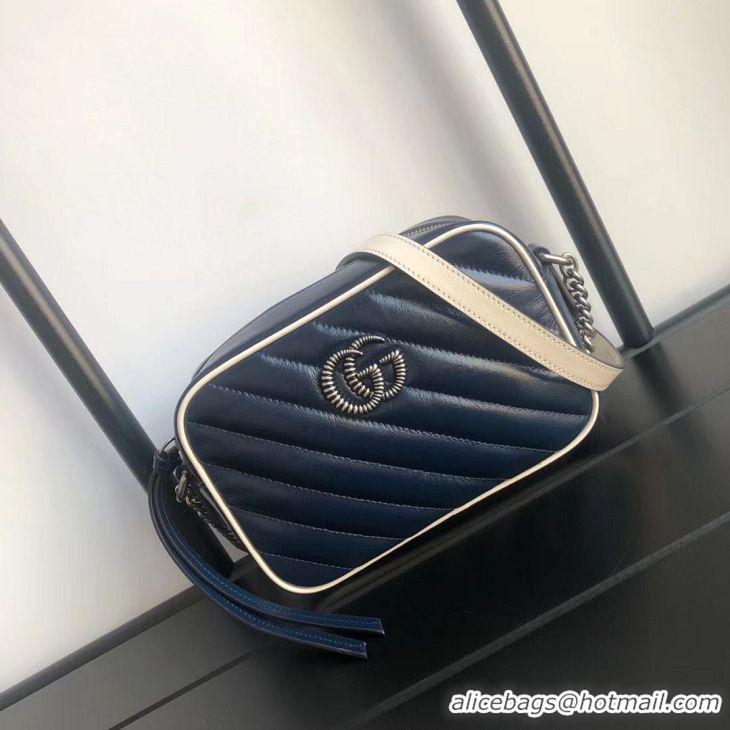 Sumptuous Imitation Gucci GG Marmont Matelasse mini Bag 448065 Navy