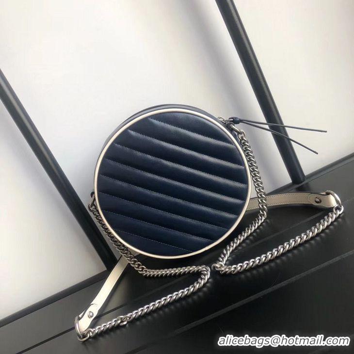 Shop Duplicate Gucci GG Marmont mini round shoulder bag 550154 Navy