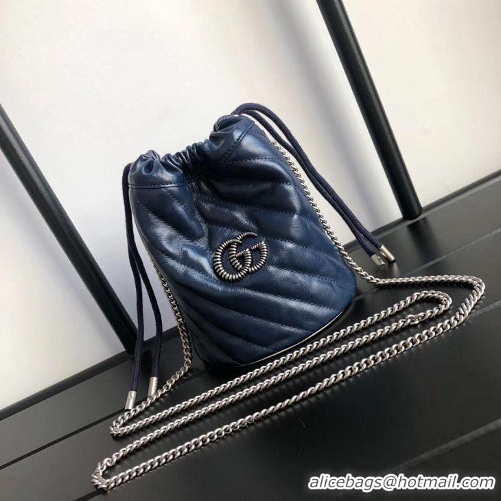 Buy Imitation Gucci GG Marmont mini bucket bag A575163 Navy