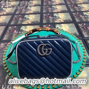 Discount Gucci GG Marmont series small bamboo shoulder bag 602270 royal blue