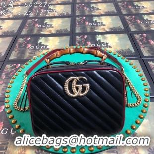 Noble Faux Gucci GG Marmont series small bamboo shoulder bag 602270 black