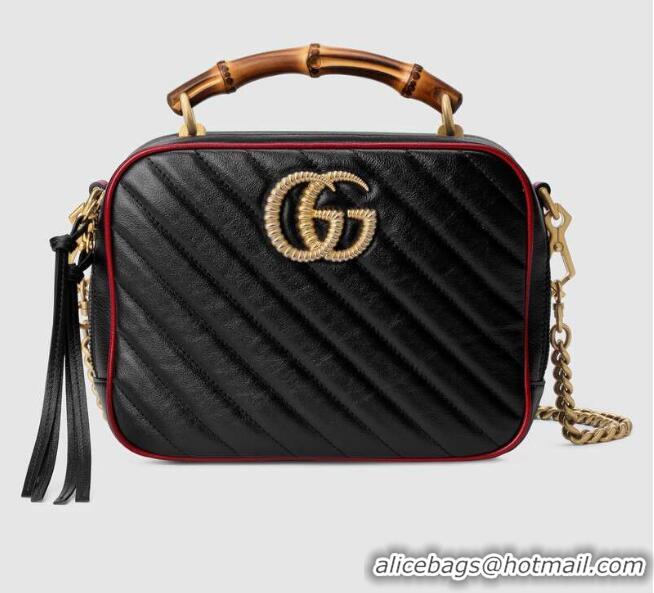 Noble Faux Gucci GG Marmont series small bamboo shoulder bag 602270 black