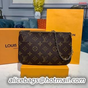 Grade Imitation Louis Vuitton Monogram Canvas POCHETTE DOUBLE ZIP Chain bag M63905