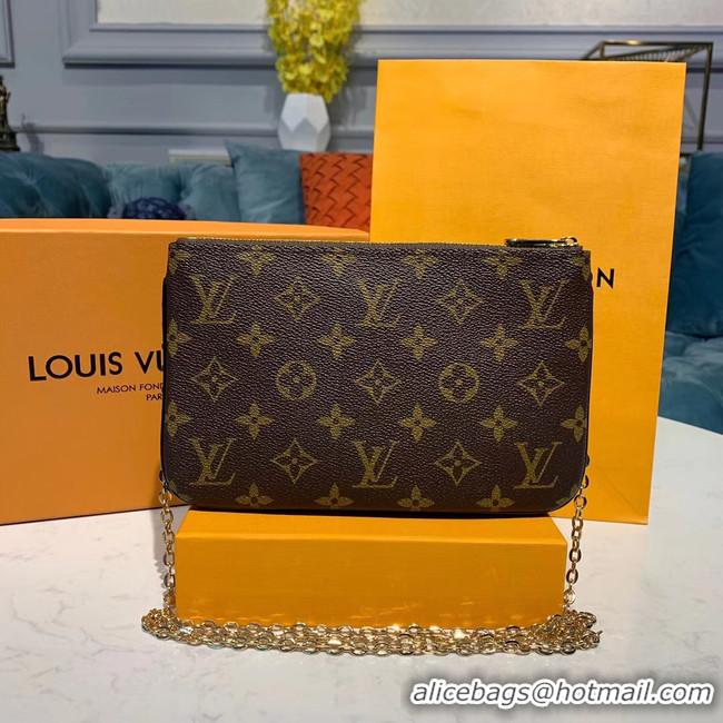 Grade Imitation Louis Vuitton Monogram Canvas POCHETTE DOUBLE ZIP Chain bag M63905