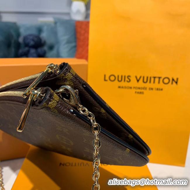 Grade Imitation Louis Vuitton Monogram Canvas POCHETTE DOUBLE ZIP Chain bag M63905