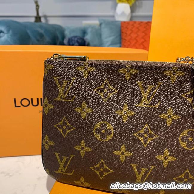 Grade Imitation Louis Vuitton Monogram Canvas POCHETTE DOUBLE ZIP Chain bag M63905