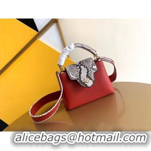 Hot Style Imitation Louis Vuitton CAPUCINES PM Original Python Leather N96467 Red