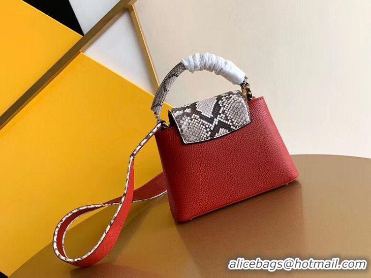 Hot Style Imitation Louis Vuitton CAPUCINES PM Original Python Leather N96467 Red