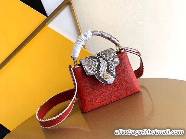 Hot Style Imitation Louis Vuitton CAPUCINES PM Original Python Leather N96467 Red