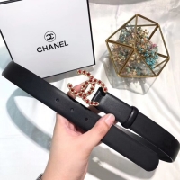 Cheapest Chanel Width 3CM CC Calf Leather Belt 56588 Black