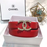 Best Cheap Chanel Width 3CM CC Calf Leather Belt 56588 Red