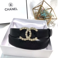 ​Luxury Classic Chanel Width 3CM CC Calf Leather Belt 56590 Black