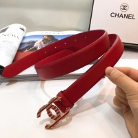 Top Quality Chanel Width 3CM CC Logo Calf Leather Belt 56596 Red