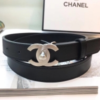 Cheap Classic Chanel Width 25mm CC Logo Calf Leather Belt 56605 Black