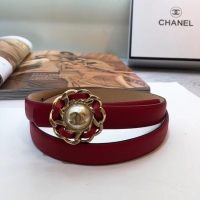 Best Quality Chanel Calf Leather Belt Flower Logo In Width 20mm 56610 Red