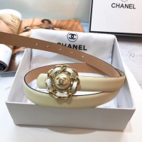 Buy Imitation Chanel Calf Leather Belt Flower Logo Width 20mm 56612 Off-white