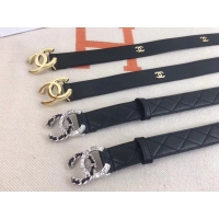 Fashion Hot Sell Chanel Calf Leather Belt CC Logo Width 30mm 56610 Black