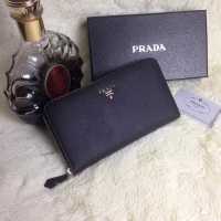 Hot Sellt Prada Saffiano Leather Large Zippy Wallets 1M1516 Black