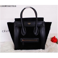 Unique Ladies Celine Luggage Micro Tote Bag Original Suede Leather CL5369 Black