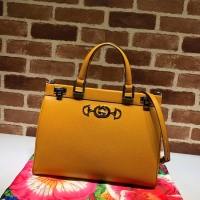 Unique Imitation Gucci Zumi grainy leather medium top handle bag 564714 yellow