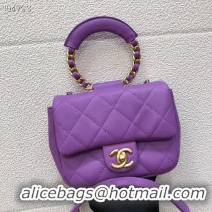 Hot Sell Chanel small flap bag Lambskin & Gold Metal AS1357 purple