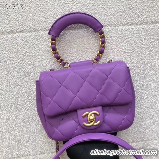 Hot Sell Chanel small flap bag Lambskin & Gold Metal AS1357 purple