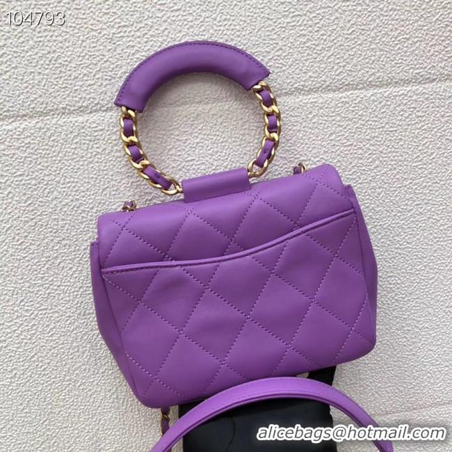 Hot Sell Chanel small flap bag Lambskin & Gold Metal AS1357 purple