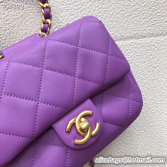 Hot Sell Chanel small flap bag Lambskin & Gold Metal AS1357 purple