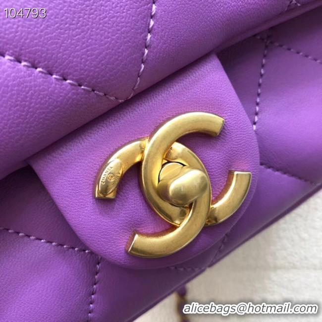 Hot Sell Chanel small flap bag Lambskin & Gold Metal AS1357 purple