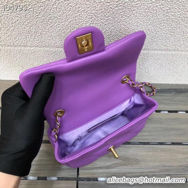 Hot Sell Chanel small flap bag Lambskin & Gold Metal AS1357 purple