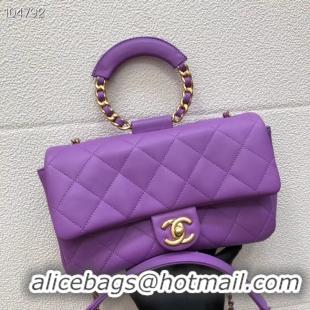 Hot Style Chanel flap bag Lambskin & Gold Metal AS1358 purple