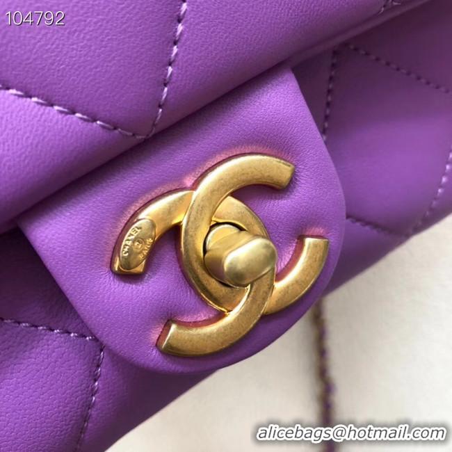 Hot Style Chanel flap bag Lambskin & Gold Metal AS1358 purple