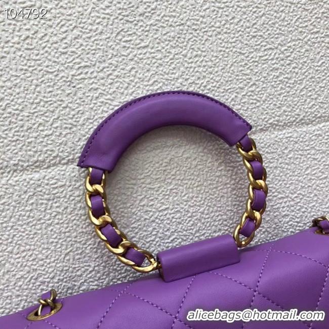 Hot Style Chanel flap bag Lambskin & Gold Metal AS1358 purple