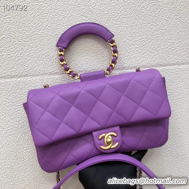 Hot Style Chanel flap bag Lambskin & Gold Metal AS1358 purple