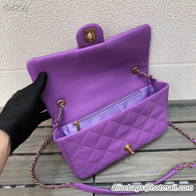 Hot Style Chanel flap bag Lambskin & Gold Metal AS1358 purple