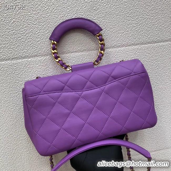 Hot Style Chanel flap bag Lambskin & Gold Metal AS1358 purple