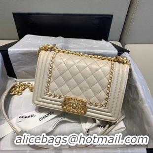 New Release Creation BOY CHANEL Flap Bag A67085 White