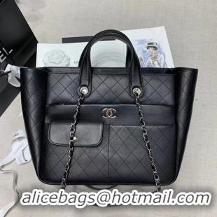 High Quality CHANEL Large zip shopping bag AS1300 black