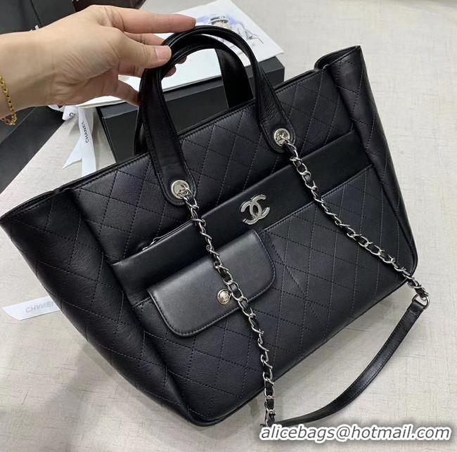 High Quality CHANEL Large zip shopping bag AS1300 black